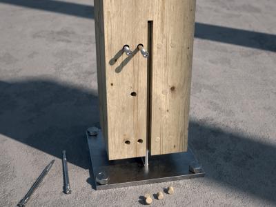 SBD-compatible-pieds-de-poteau-Rothoblaas-F70-TYP-X-étriers-ALUMINI-ALUMIDI-ALUMAXI